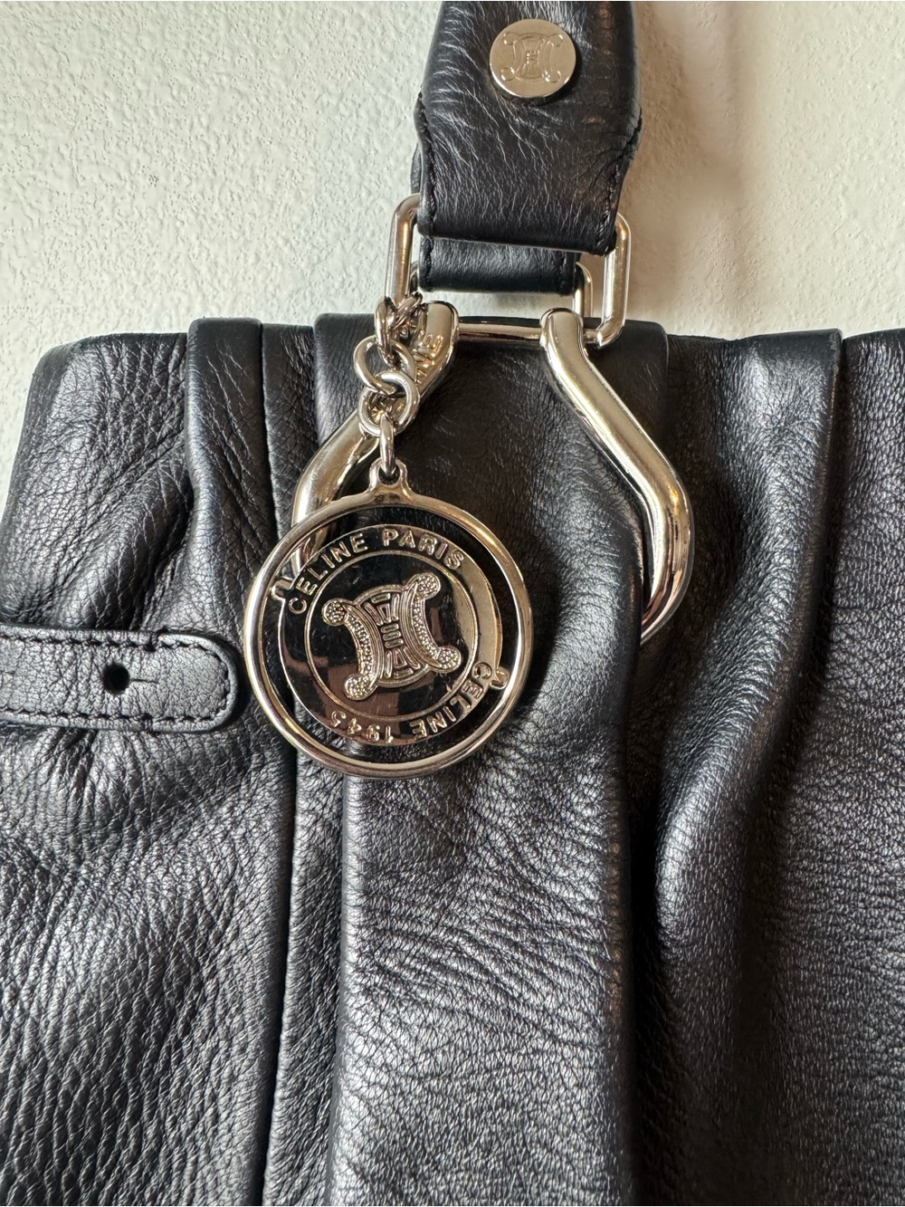 Celine Pillow Tote Black Leather Silver Hardware Phoebe Philo Era with COA - Picture 2 of 16